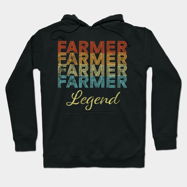 Farmer Legend Proud Retro Colors Farming Gift Hoodie by JeZeDe